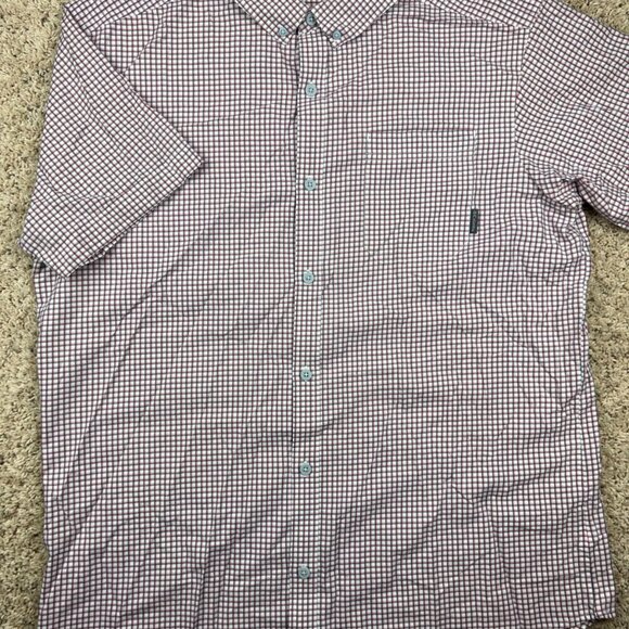 Columbia Button Up Shirt Mens XL Red White Check Short Sleeve Workwear Casual - Picture 4 of 7